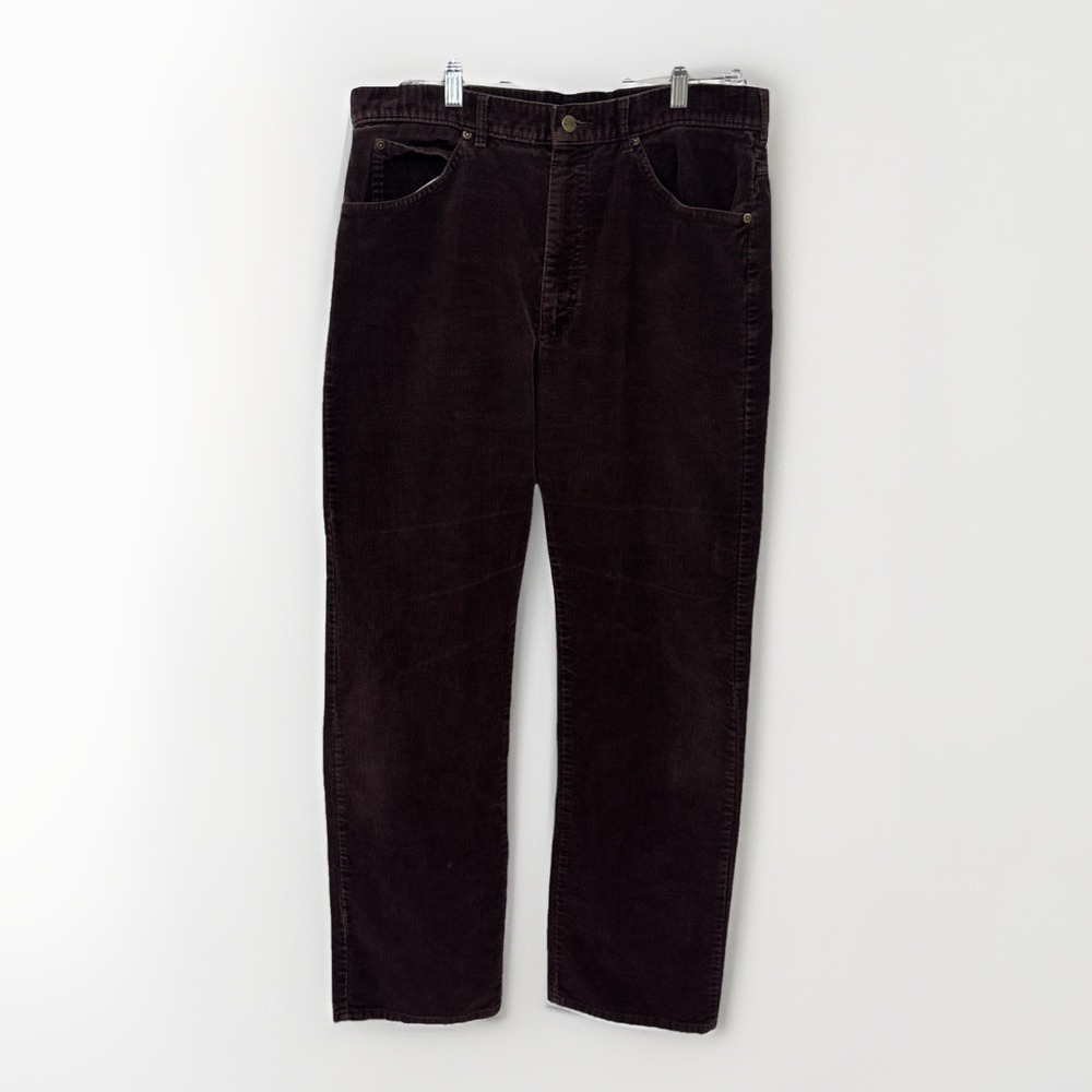 LL Bean Mens Corduroy Pants 36x32 Brown Straight Leg Y2K Vintage Made in USA